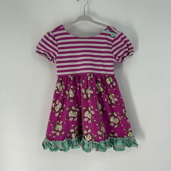 Matilda Jane Girls Dress Multicolor Floral Striped Spring size 4T - Picture 3 of 6